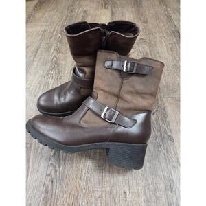 EASTLAND Canterbury Brown Leather Buckled Moto Boots Size 10M